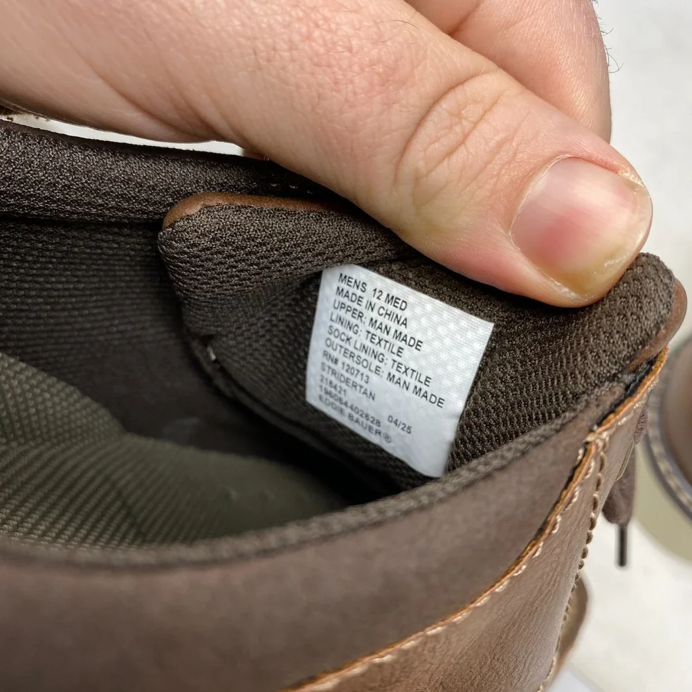 Eddie Bauer Stridertan Lug Sole Casual Shoes Mens 12M Vegan‎ Leather Brown